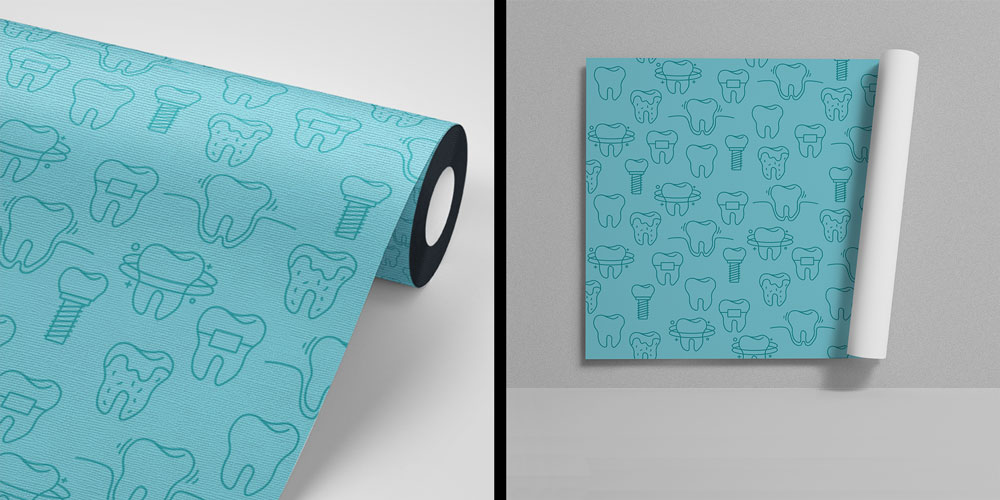 dentist-clinic-wallpaper-5995-04 Diş Klinikleri İçin Minimal Diş Desenli Duvar Kağıdı 5995