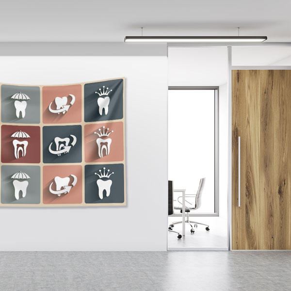 Diş Simgeleri Desenli Duvar Örtüsü Dekoratif Kumaş Baskı 6018