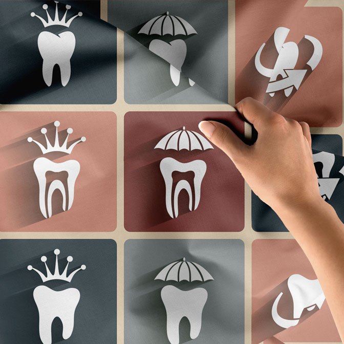 Diş Simgeleri Desenli Duvar Örtüsü Dekoratif Kumaş Baskı 6018