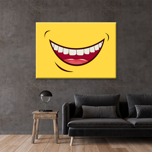 Gülümseyen Ağız İllüstrasyonu Temalı Kanvas Duvar Tablosu – 5985