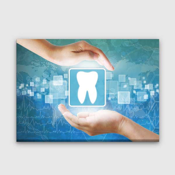 dentist-wall-art-1192-00 Dijital Diş Sağlığı Sembolü Temalı Kanvas Duvar Tablosu – 1192