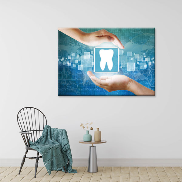 dentist-wall-art-1192-01 Dijital Diş Sağlığı Sembolü Temalı Kanvas Duvar Tablosu – 1192