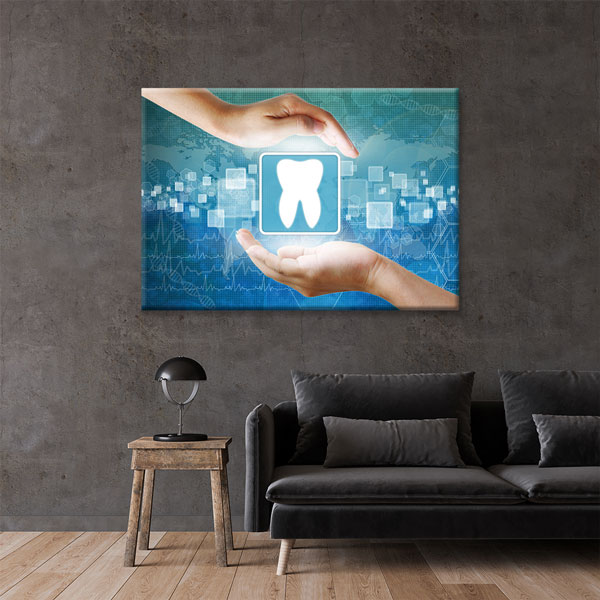 dentist-wall-art-1192-02 Dijital Diş Sağlığı Sembolü Temalı Kanvas Duvar Tablosu – 1192