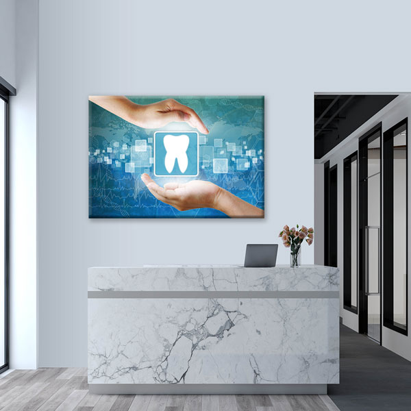 dentist-wall-art-1192-04 Dijital Diş Sağlığı Sembolü Temalı Kanvas Duvar Tablosu – 1192