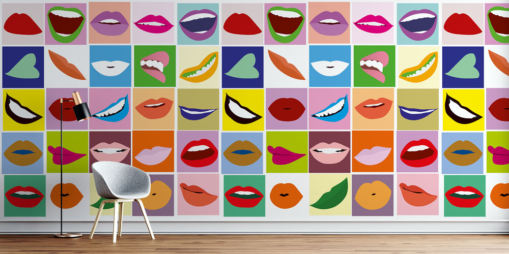 Diş Kliniği Duvar Kağıdı Renkli Dudak Tasarımı 2524
