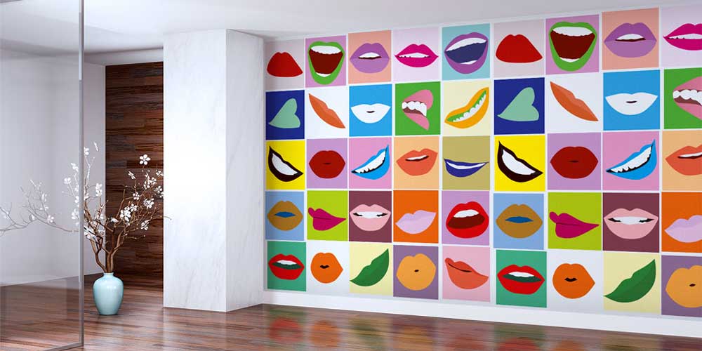 Diş Kliniği Duvar Kağıdı Renkli Dudak Tasarımı 2524