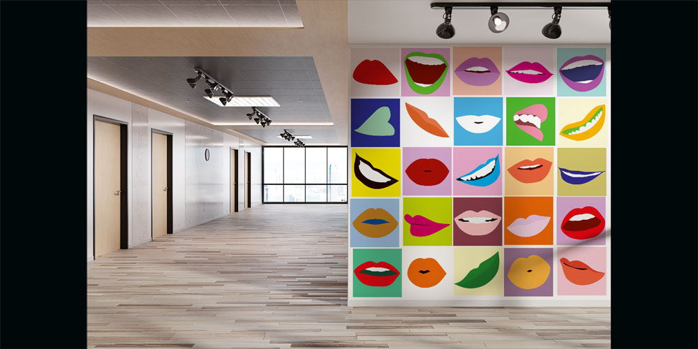 Diş Kliniği Duvar Kağıdı Renkli Dudak Tasarımı 2524