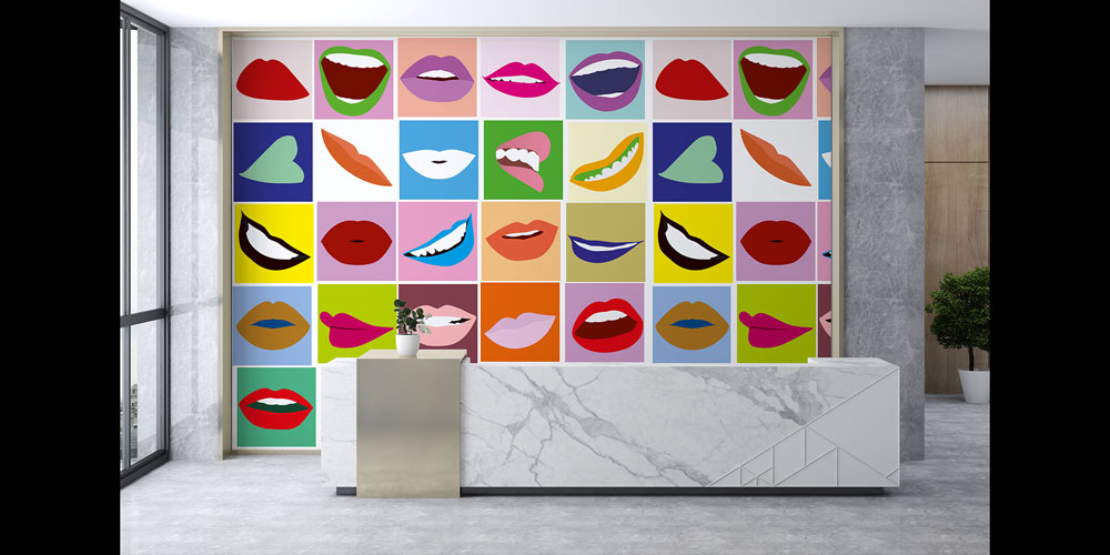 Diş Kliniği Duvar Kağıdı Renkli Dudak Tasarımı 2524