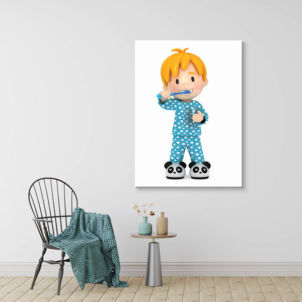 Çocuk Diş Fırçalama Karakteri Temalı Kanvas Duvar Tablosu – 1189