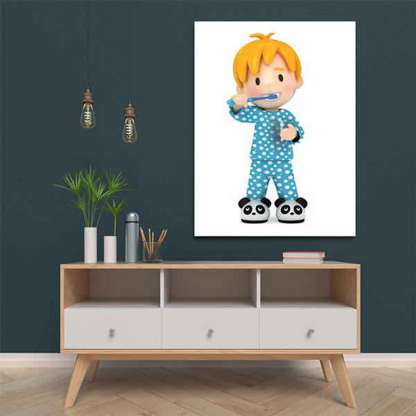 Çocuk Diş Fırçalama Karakteri Temalı Kanvas Duvar Tablosu – 1189