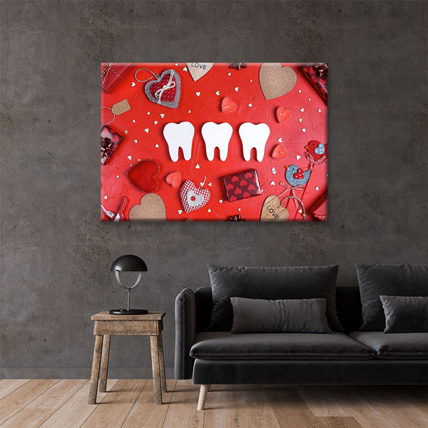 Kalp ve Diş Figürleri Temalı Kanvas Duvar Tablosu – 5980