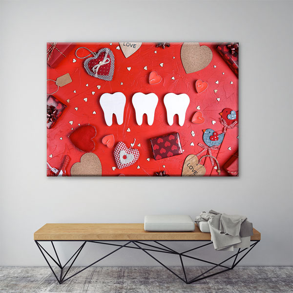 Kalp ve Diş Figürleri Temalı Kanvas Duvar Tablosu – 5980