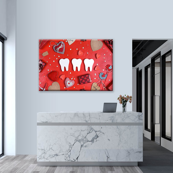 Kalp ve Diş Figürleri Temalı Kanvas Duvar Tablosu – 5980