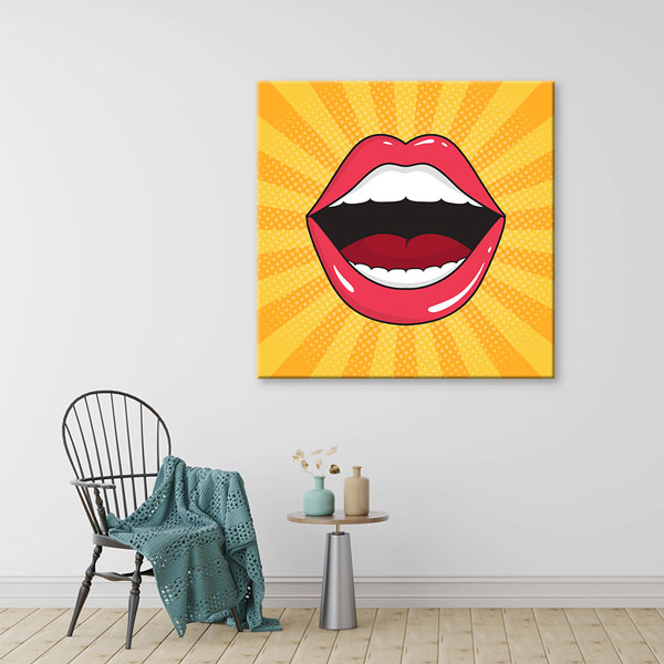 dentist-wall-decor-5988-01 Pop Art Stilinde Kırmızı Dudaklar Temalı Kanvas Duvar Tablosu – 5988