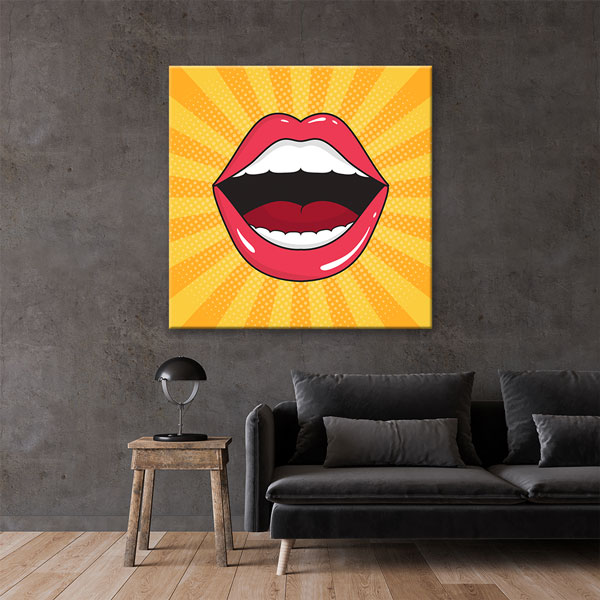 dentist-wall-decor-5988-02 Pop Art Stilinde Kırmızı Dudaklar Temalı Kanvas Duvar Tablosu – 5988