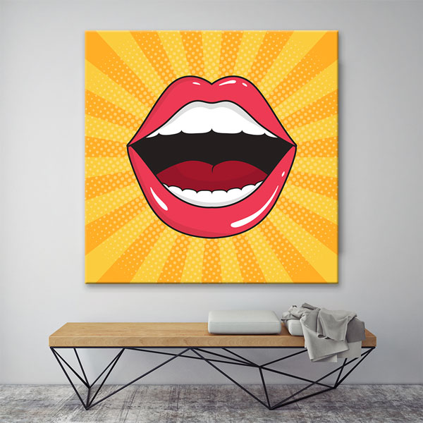 dentist-wall-decor-5988-03 Pop Art Stilinde Kırmızı Dudaklar Temalı Kanvas Duvar Tablosu – 5988