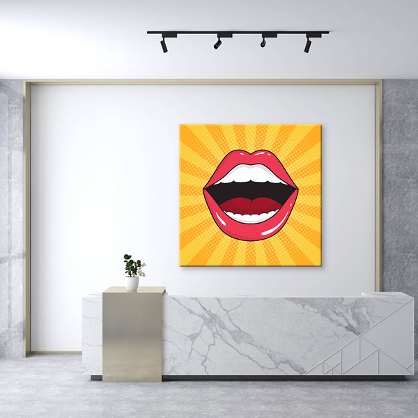 dentist-wall-decor-5988-04 Pop Art Stilinde Kırmızı Dudaklar Temalı Kanvas Duvar Tablosu – 5988