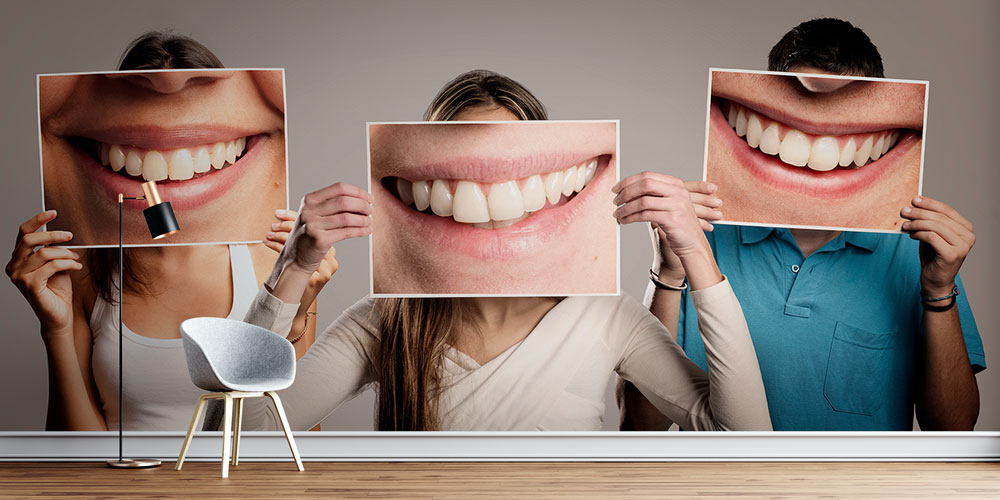 Gülümseyen Yüzler Duvar Kağıdı - Diş Kliniği Dekoru 6003