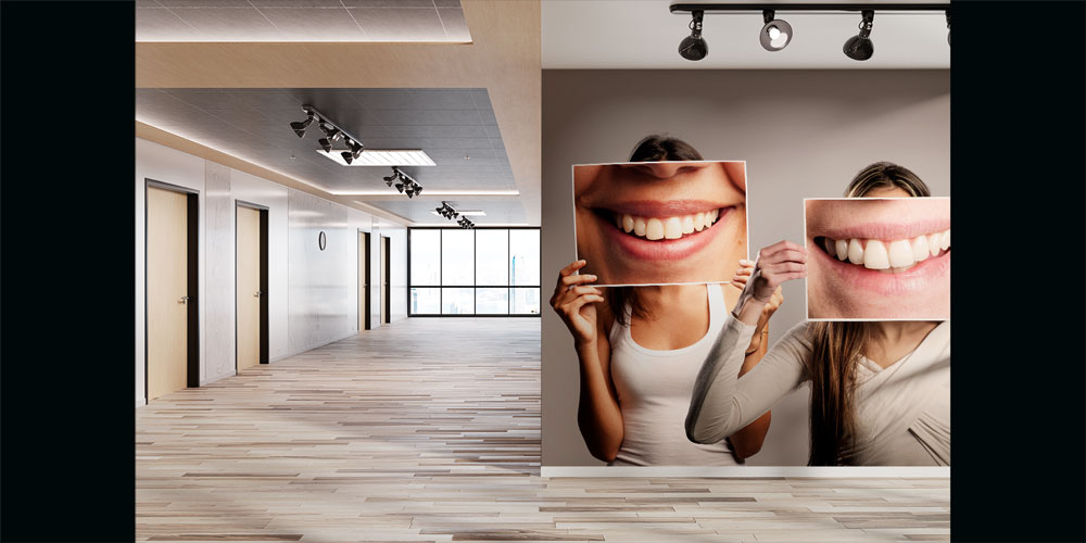 Gülümseyen Yüzler Duvar Kağıdı - Diş Kliniği Dekoru 6003