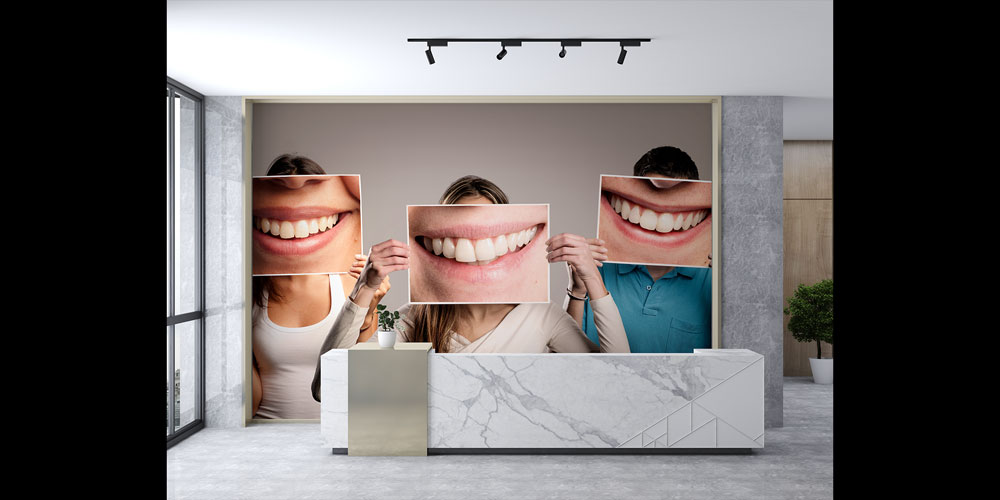 Gülümseyen Yüzler Duvar Kağıdı - Diş Kliniği Dekoru 6003