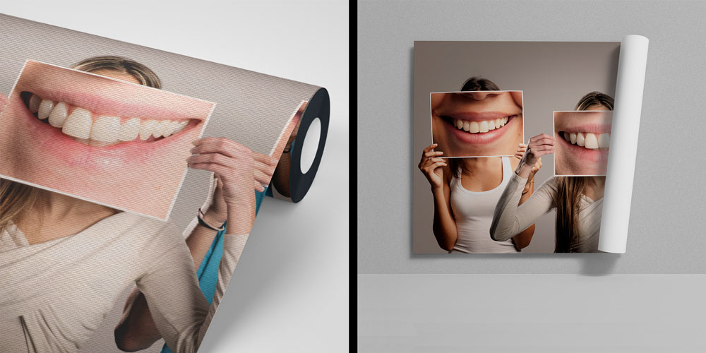 Gülümseyen Yüzler Duvar Kağıdı - Diş Kliniği Dekoru 6003