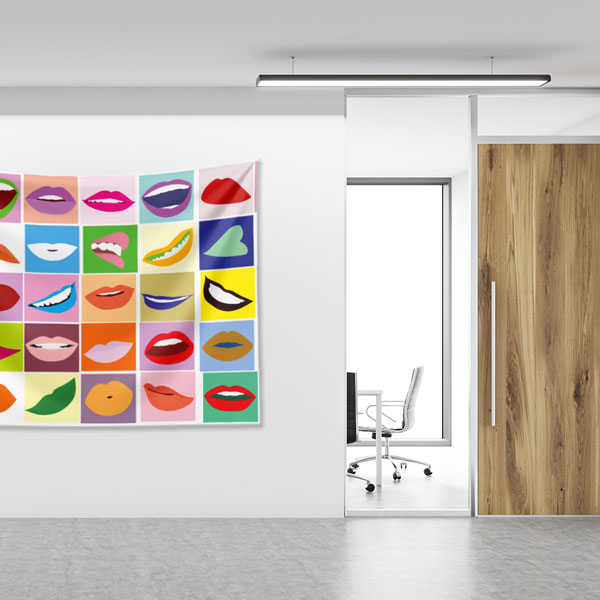 Renkli Dudak İllüstrasyonları Duvar Örtüsü Dekoratif Kumaş Baskı 6019
