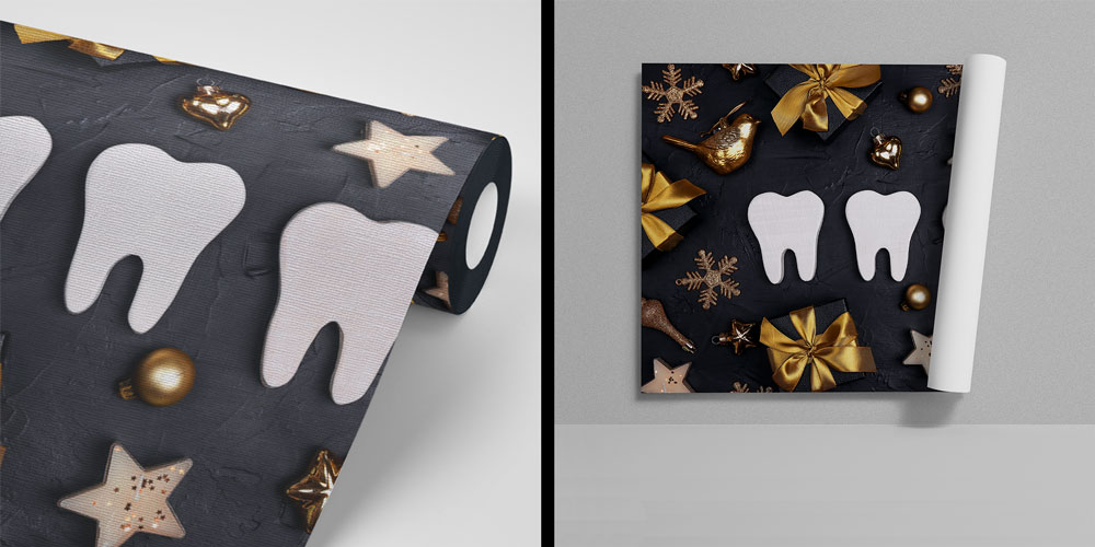 detanl-duvar-kagidi-5997-04 Diş Klinikleri İçin Siyah ve Altın Temalı Dekoratif Duvar Kağıdı 5997