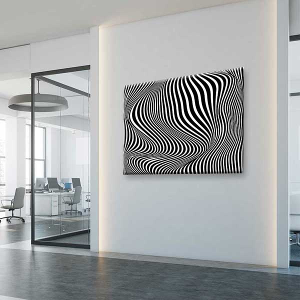 Siyah Beyaz Op Art Dalgalı Çizgiler Dijital Sanat Kanvas Duvar Tablosu 4811