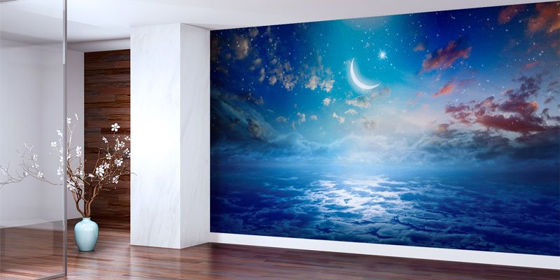 Hilal ve Gökyüzü Manzaralı Dekoratif Duvar Kağıdı 10505