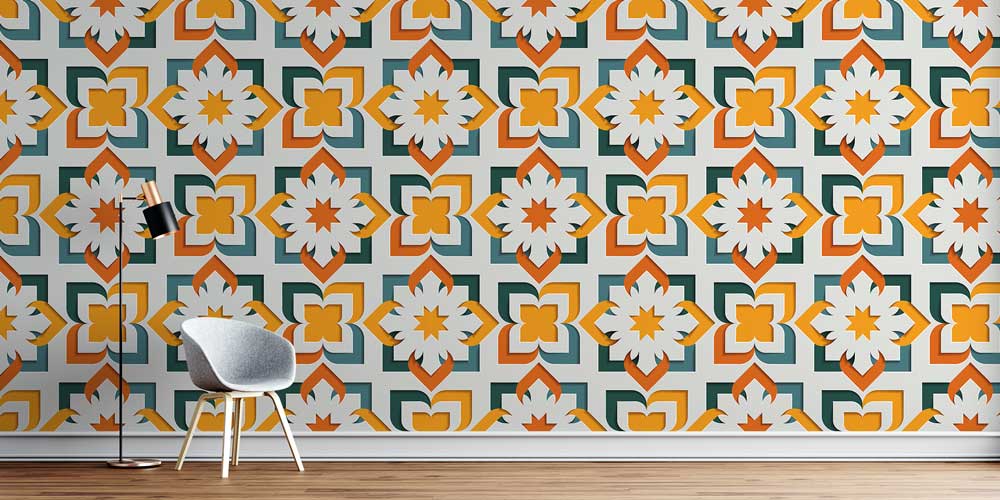 Geometrik İslami Motifli Duvar Kağıdı 6125