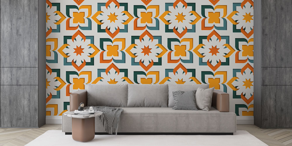 Geometrik İslami Motifli Duvar Kağıdı 6125