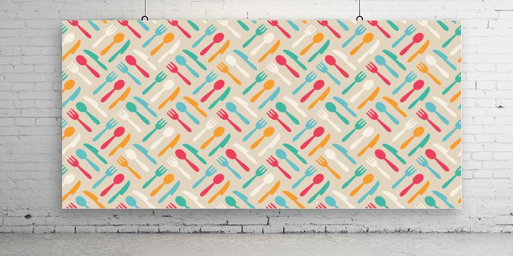 Renkli Mutfak Gereçleri Desenli Duvar Kağıdı 1135