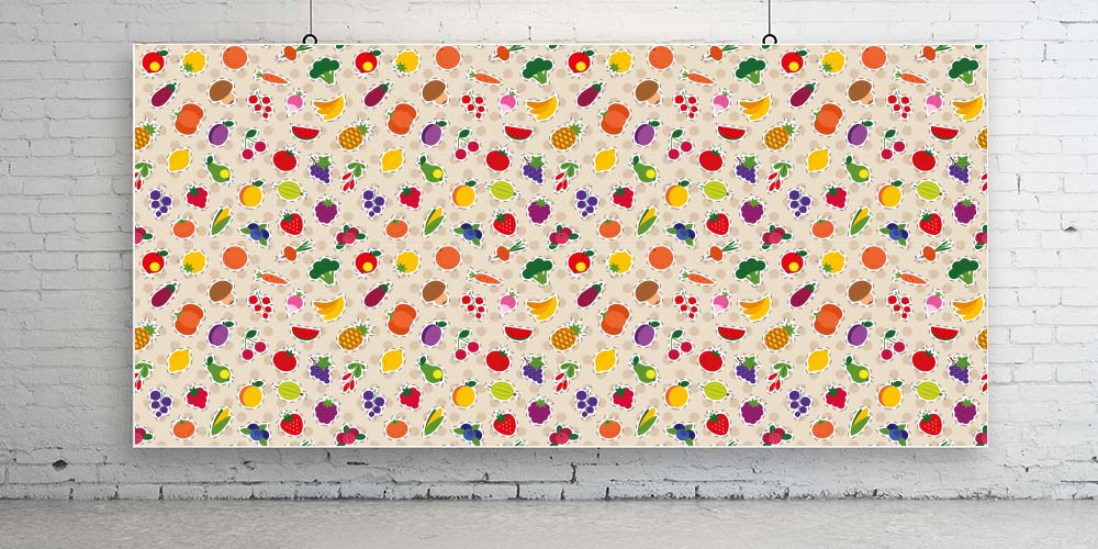 Renkli Meyve ve Sebze Desenli Duvar Kağıdı 1134