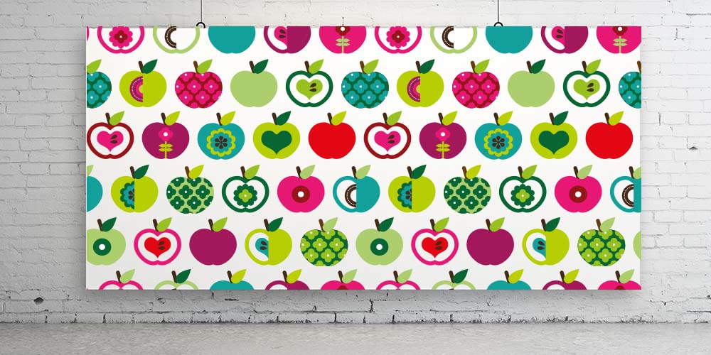 Renkli Elma Desenli Duvar Kağıdı 1132