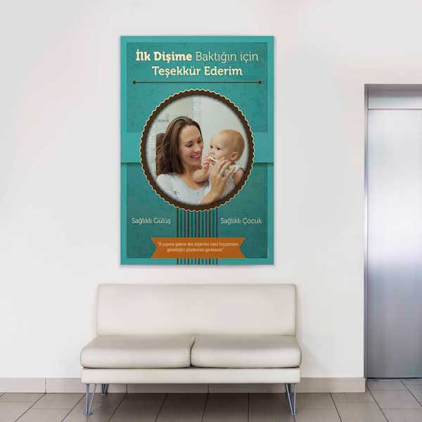 dis-hastanesi-dekorasyon-1347-01 Çocuklar İçin Diş Sağlığı Teşekkür Temalı Kanvas Duvar Tablosu – 1347