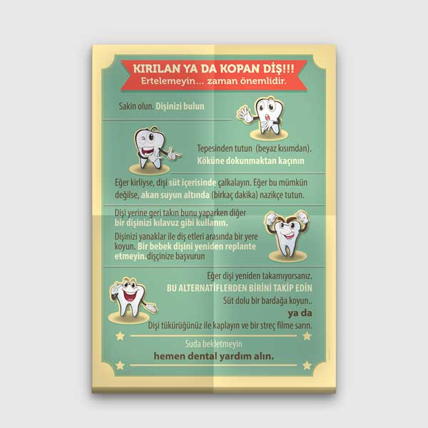 dis-klinigi-duvar-dekoru-1350-00 Kırılan veya Kopan Diş İçin Acil Müdahale Talimatları Duvar Tablosu – 1350