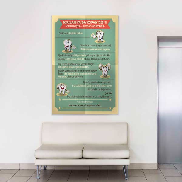 Kırılan veya Kopan Diş İçin Acil Müdahale Talimatları Duvar Tablosu – 1350