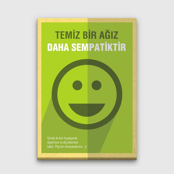 Diş Kliniği Duvar Tablosu - Hayat Kısa Gülümseyin Tasarım Kanvas – 1352