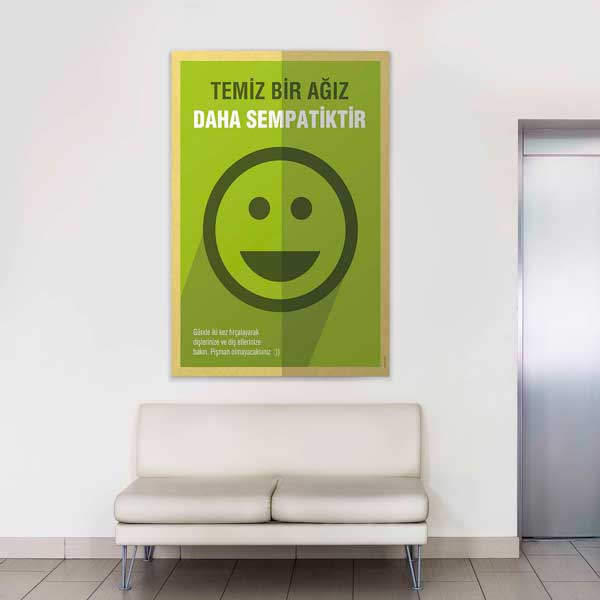 dis-klinigi-duvar-tablo-1352-01 Diş Kliniği Duvar Tablosu - Hayat Kısa Gülümseyin Tasarım Kanvas – 1352