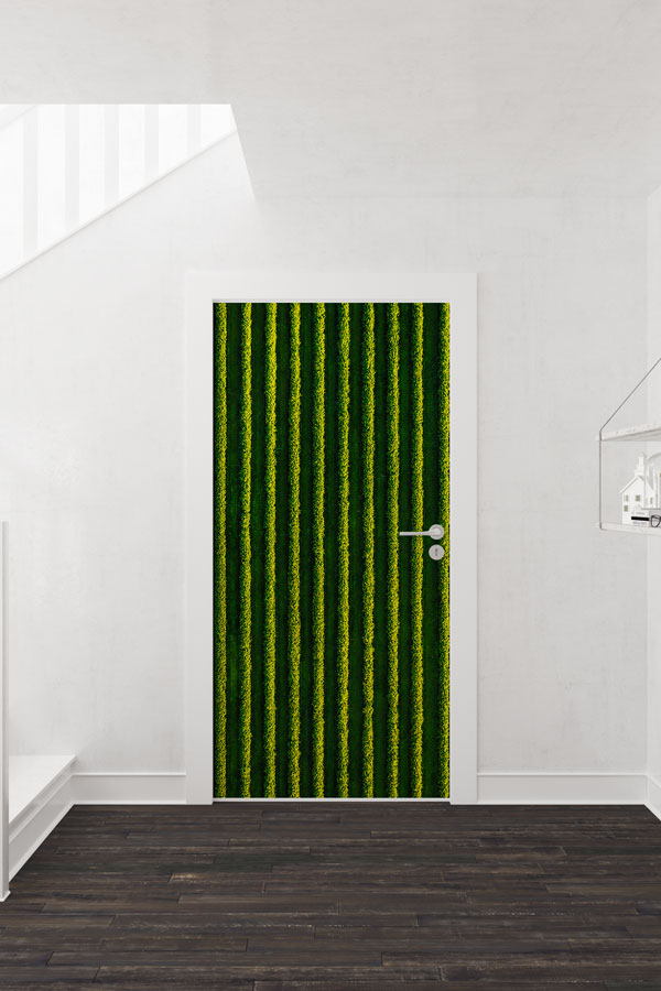 Yeşil Tarla Desenli Modern Kapı Giydirme Tasarımı 9456