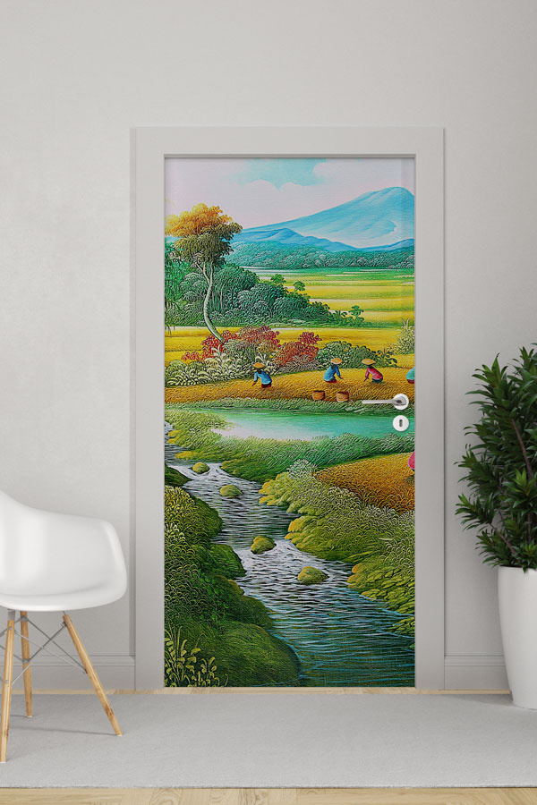 Kırsal Yaşam ve Dere Manzaralı Kapı Giydirme Tasarımı 9276