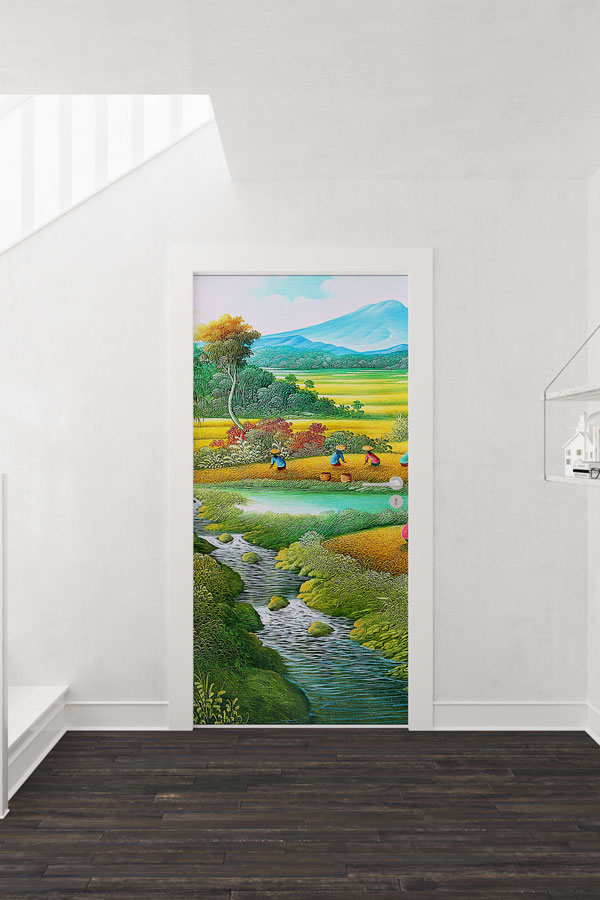 Kırsal Yaşam ve Dere Manzaralı Kapı Giydirme Tasarımı 9276
