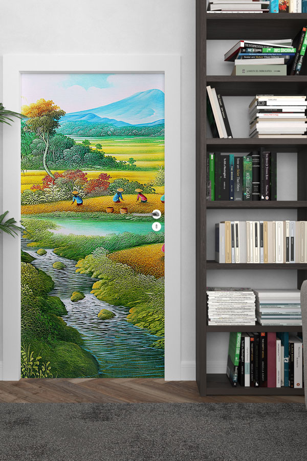 Kırsal Yaşam ve Dere Manzaralı Kapı Giydirme Tasarımı 9276