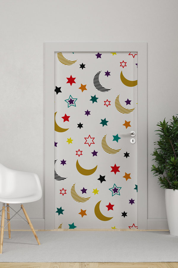 Ay ve Yıldız Desenli Kapı Giydirme 6139