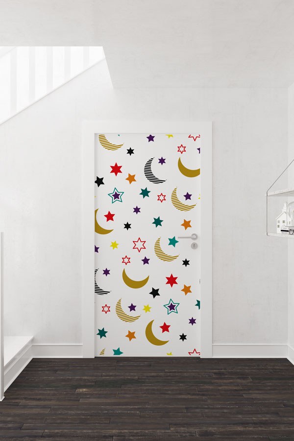Ay ve Yıldız Desenli Kapı Giydirme 6139