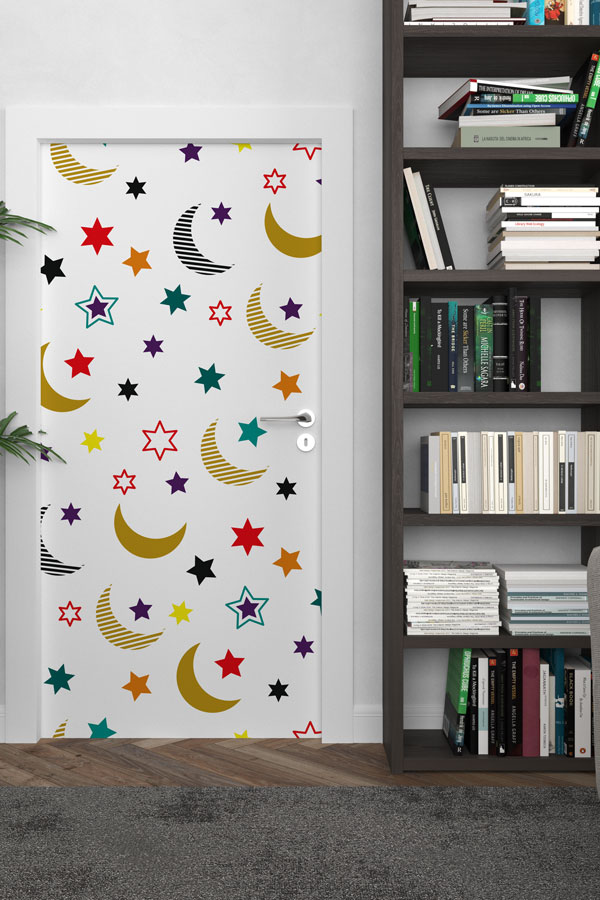 Ay ve Yıldız Desenli Kapı Giydirme 6139