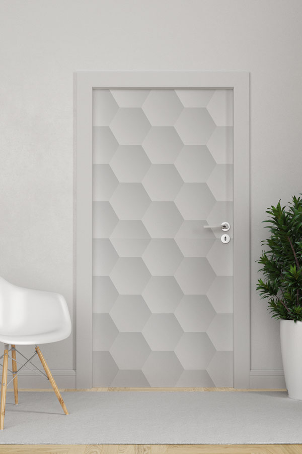 Altıgen Modüllü Açık Gri Desen Sanatı Kapı Giydirme 9415