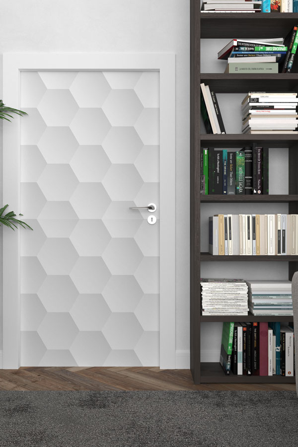 Altıgen Modüllü Açık Gri Desen Sanatı Kapı Giydirme 9415