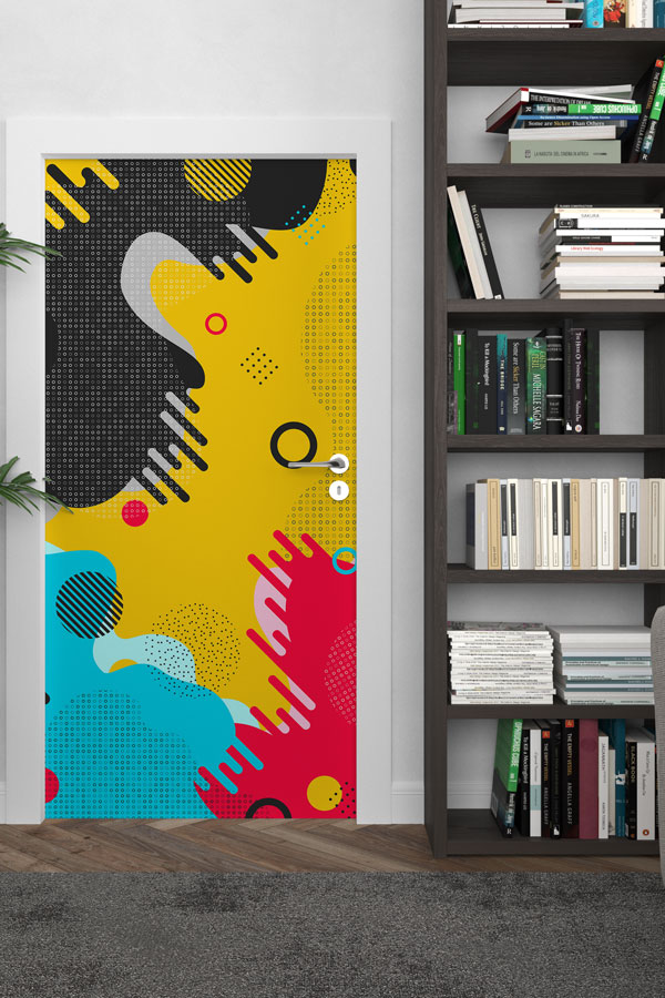 Renkli Soyut Modern Desen Kapı Giydirme 9422