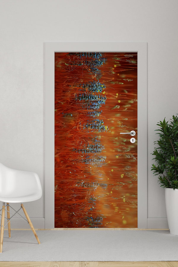 Kır Çiçekleri ve Gün Batımı Tonları Kapı Giydirme Tasarımı 9466